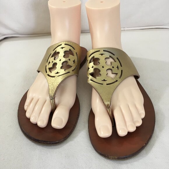 Tory Burch Shoes - Tory Burch Gold/Tan Leather Sandal